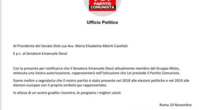 Il Partito Comunista torna in Parlamento: lo comunica Emanuele Dessì