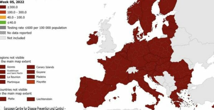 Covid, mappa Ecdc: l’Italia resta in rosso scuro