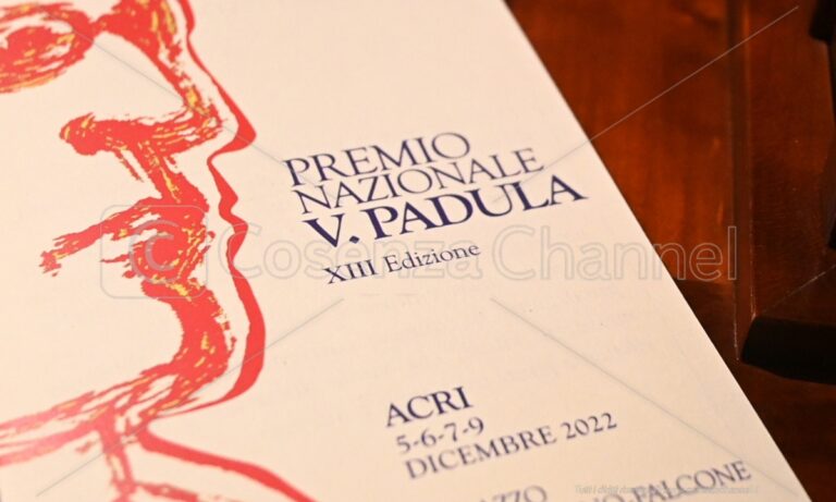 Acri, ritorna il Premio nazionale “Vincenzo Padula”: dal 5 al 9 dicembre la tredicesima edizione