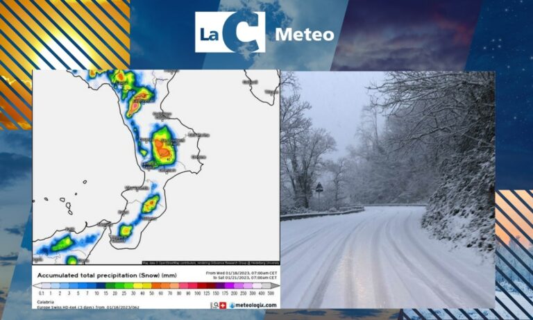 Neve e temperature in netto calo: le previsioni meteo in Calabria