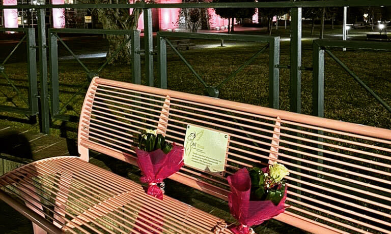 Rende, una panchina rosa a sostegno della lotta al cancro | VIDEO