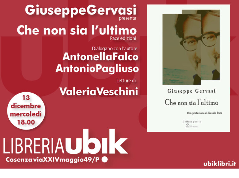 Un’immersione nella poesia con Giuseppe Gervasi. Mercoledì alla Ubik “Che non sia l’ultimo”